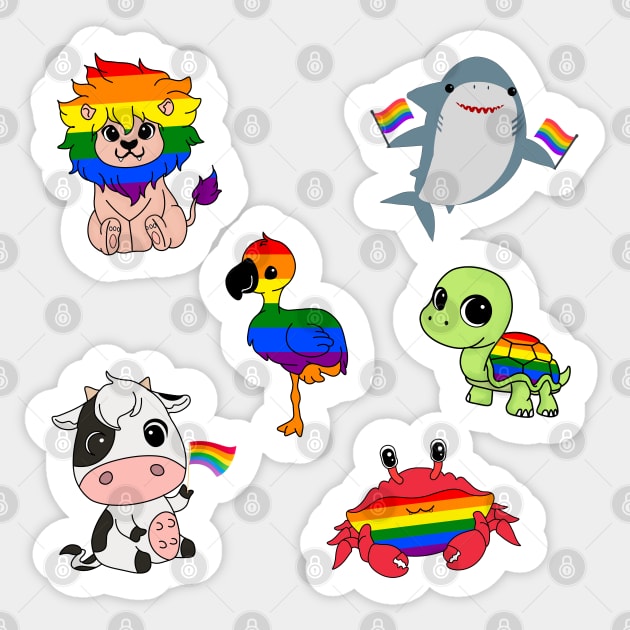 Rainbow Animal Collection Sticker by Wenby-Weaselbee